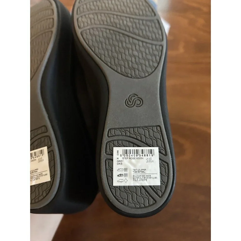 Clarks Women's Step Rose Moon Platform Gray & Black Wedge Shoes‎ NEW 6.5 W